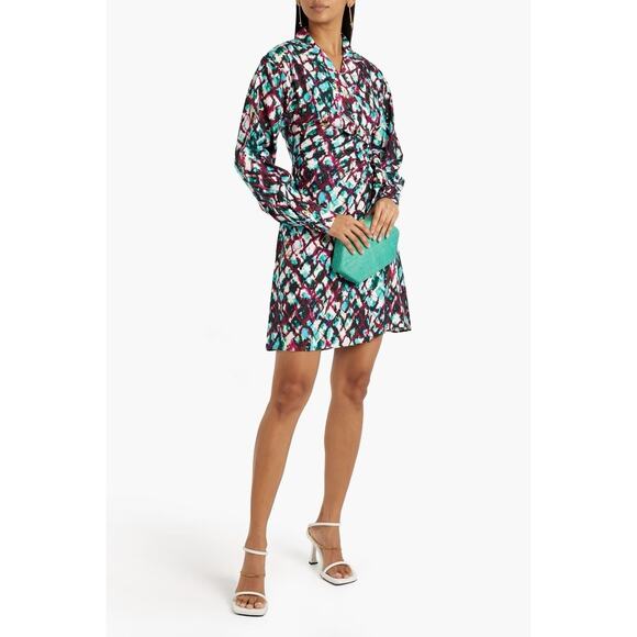 Saloni 100% silk Water Color Print Mari Wrap Dress - Picture 1 of 9